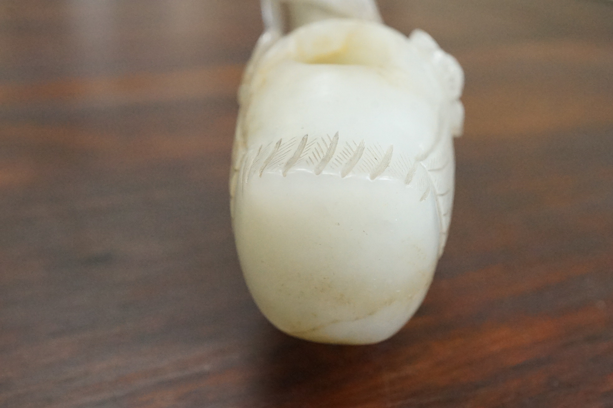 A Chinese pale celadon jade ‘duck’ brushwasher, possibly 17th/18th century